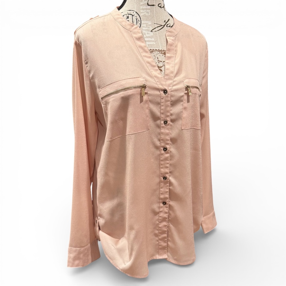 CALVIN KLEIN utility blouse blush pink long sleeve